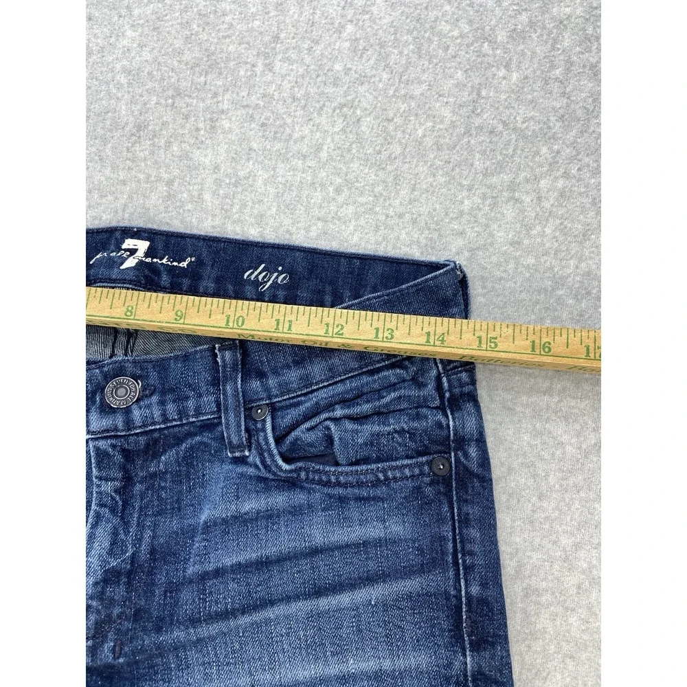 7 For All Mankind Dojo Jeans Womens 27x20 Blue Dark Wash Low Rise Capri Stretch